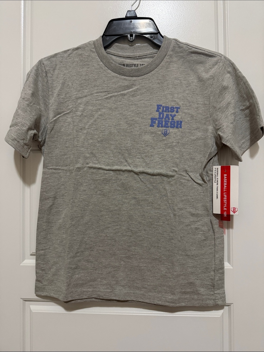 Boy’s Gray 'First Day Fresh' Graphic Tee baseball lifestyle 101